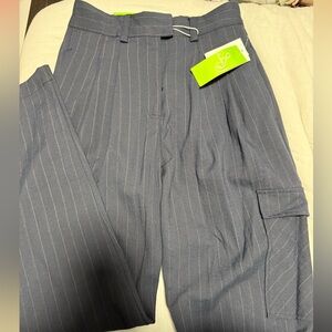 Sam Edelman Charcoal Pinstripe Straight Leg Pants